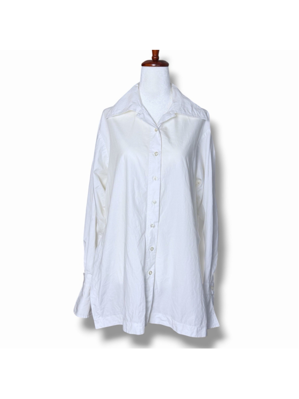 Posse XS/X White Cotton Long Sleeve Button Down Top Side Slit Extended Cuff READ